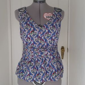 Multi-colored silk beaded sleeveless shirt